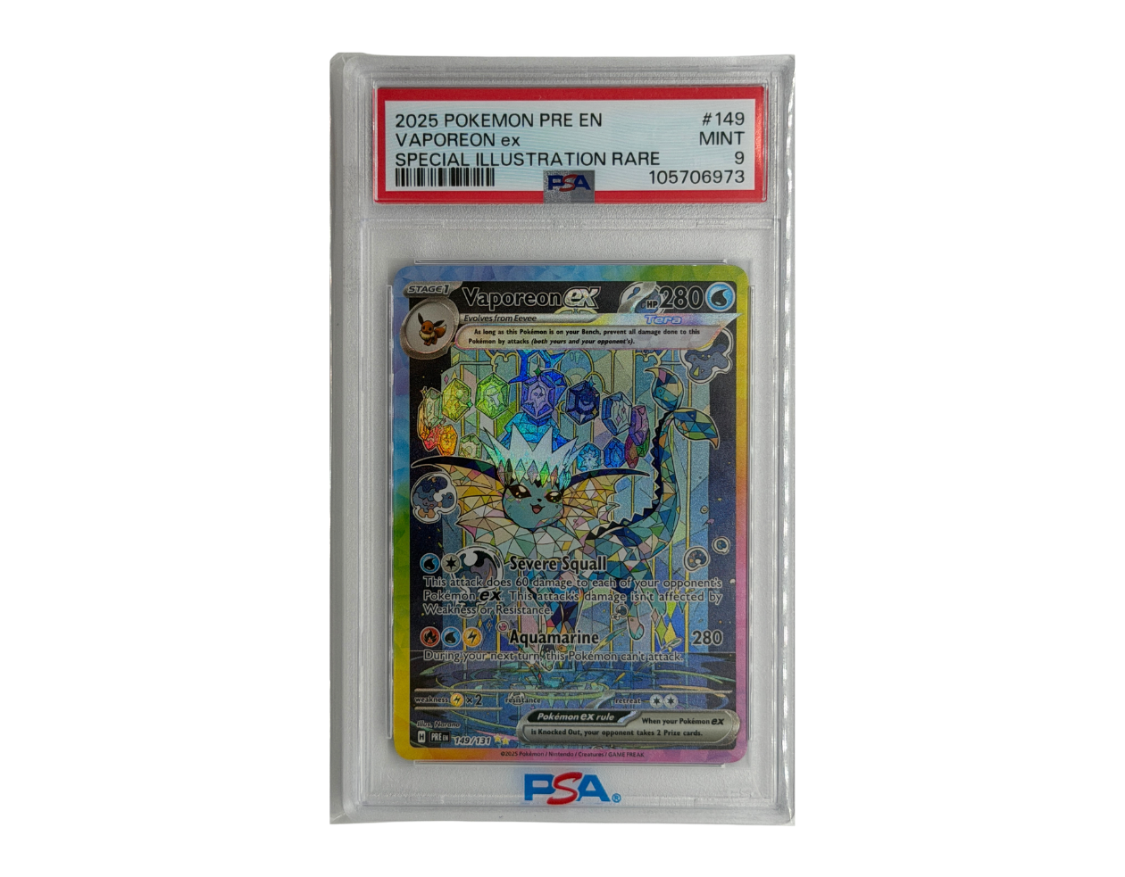Pokémon Vaporeon ex (PRE 149) - PSA 9 - Prismatic Evolutions