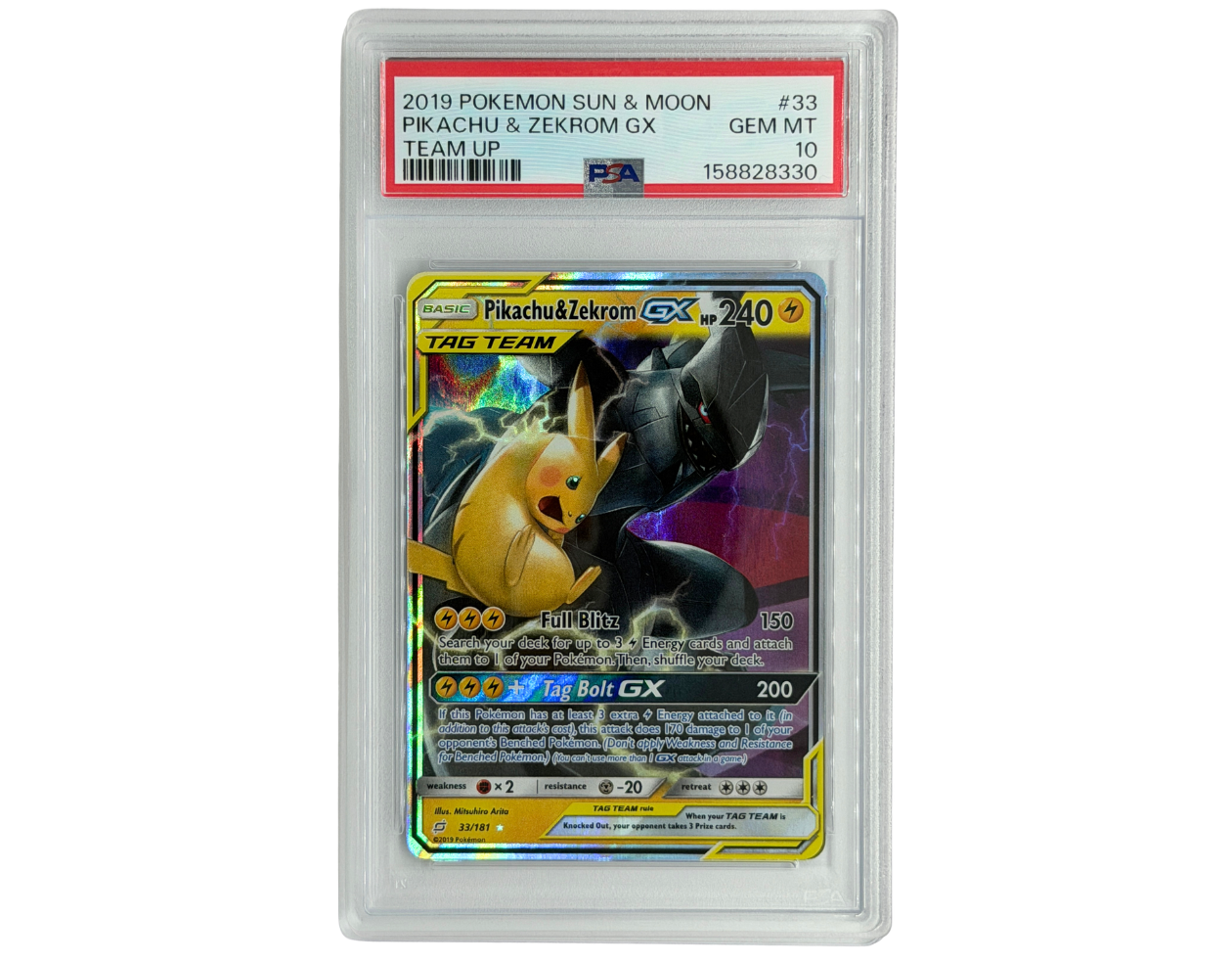 Pokémon Pikachu & Zekrom GX - PSA 10 - (TEU 33) Team Up