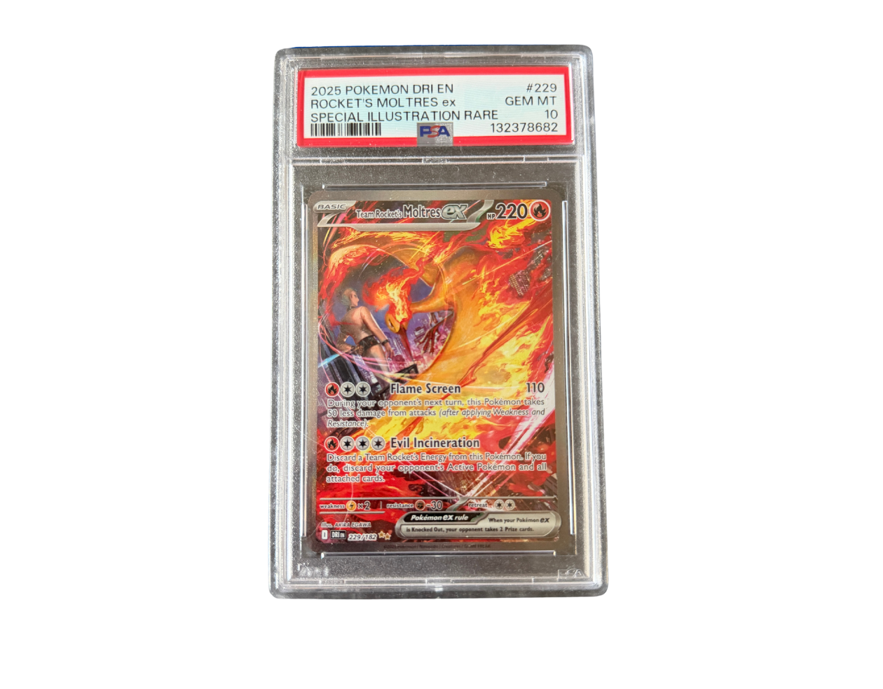 Pokémon Team Rocket's Moltres ex (DRI 229) - PSA 10 - Destined Rivals