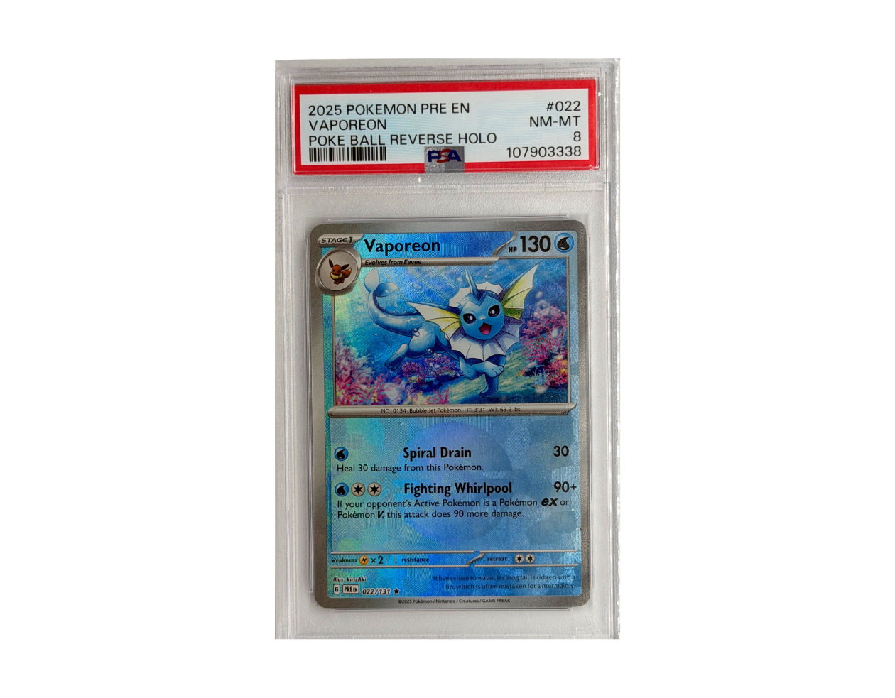 Pokémon Vaporeon (PRE 022) - PSA 8 - Prismatic Evolutions