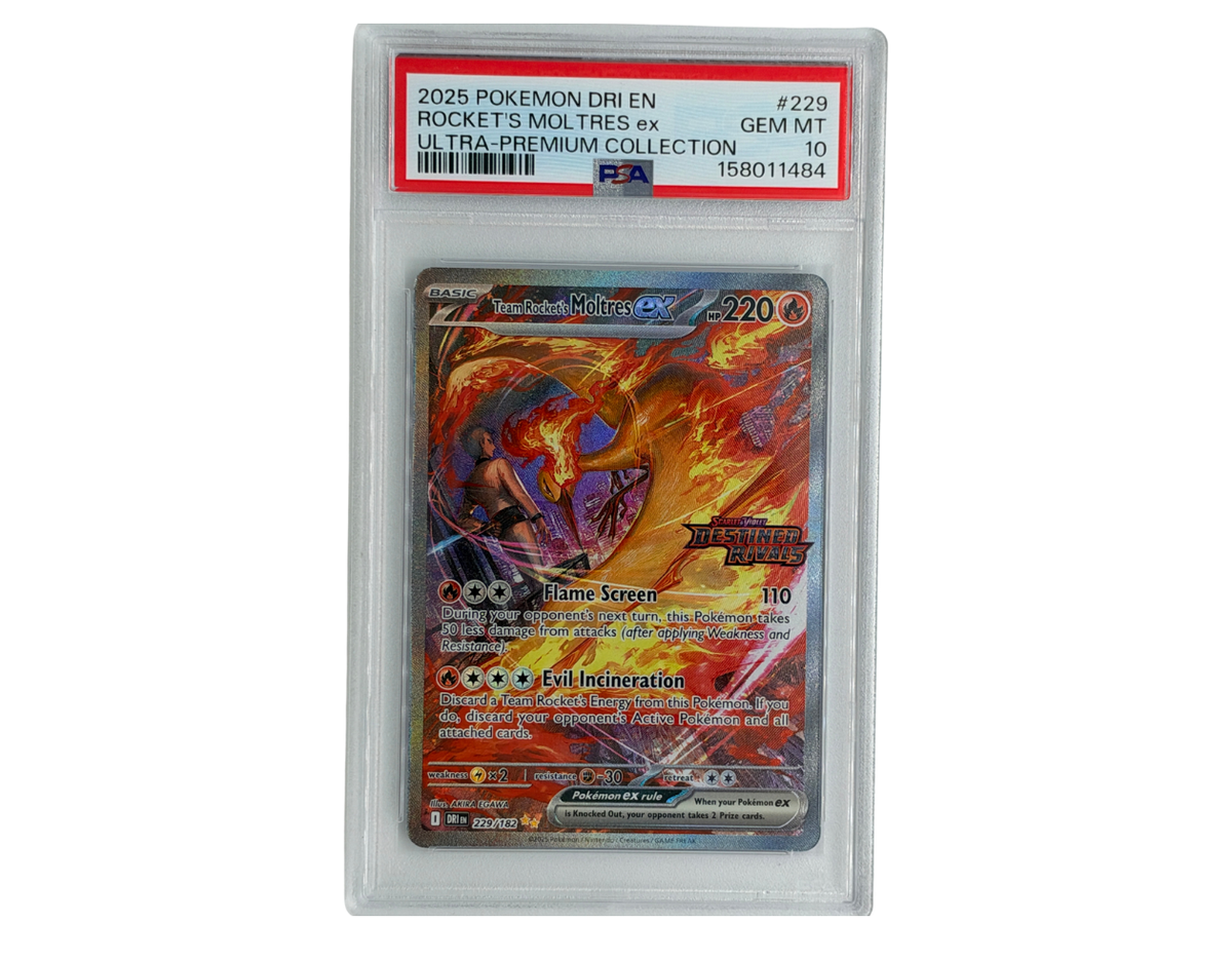 Pokémon Team Rocket's Moltres ex (xDRI 229) - PSA 10 - Destined Rivals: Additionals