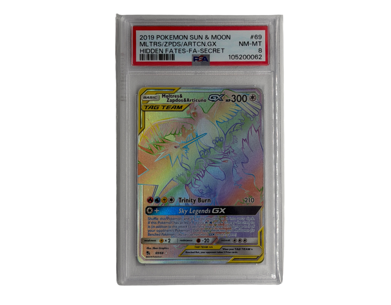 Pokémon Moltres & Zapdos & Articuno GX (HIF 69) - PSA 8 - Hidden Fates