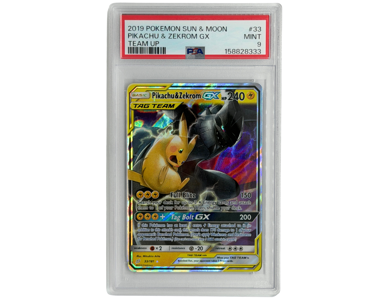 Pokémon Pikachu & Zekrom GX (TEU 33) - PSA 9 - Team Up