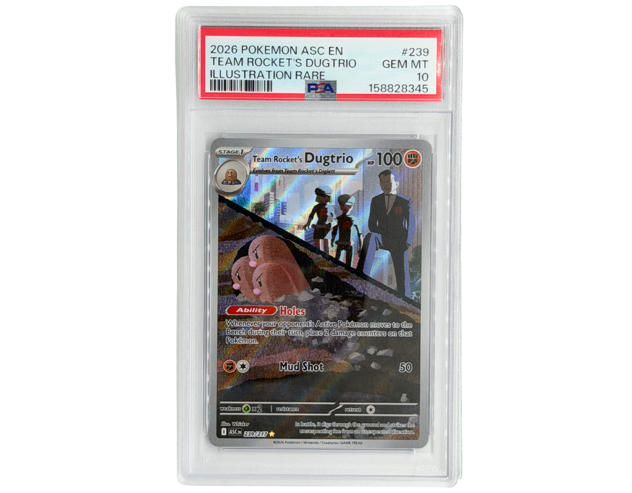 Pokémon Team Rocket's Dugtrio (ASC 239) - PSA 10 - Ascended Heroes