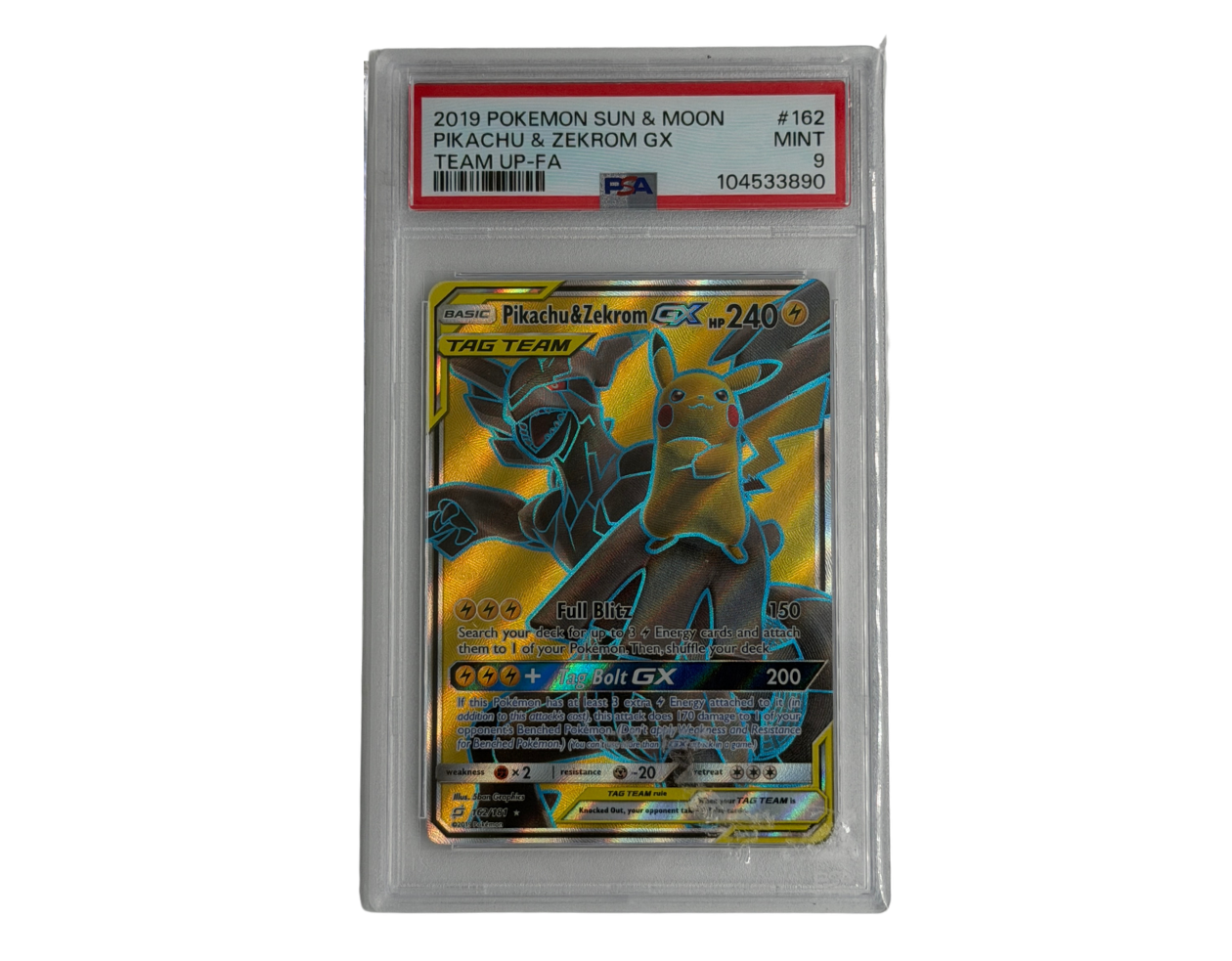 Pokémon Pikachu & Zekrom GX (TEU 162) - PSA 9 - Team Up