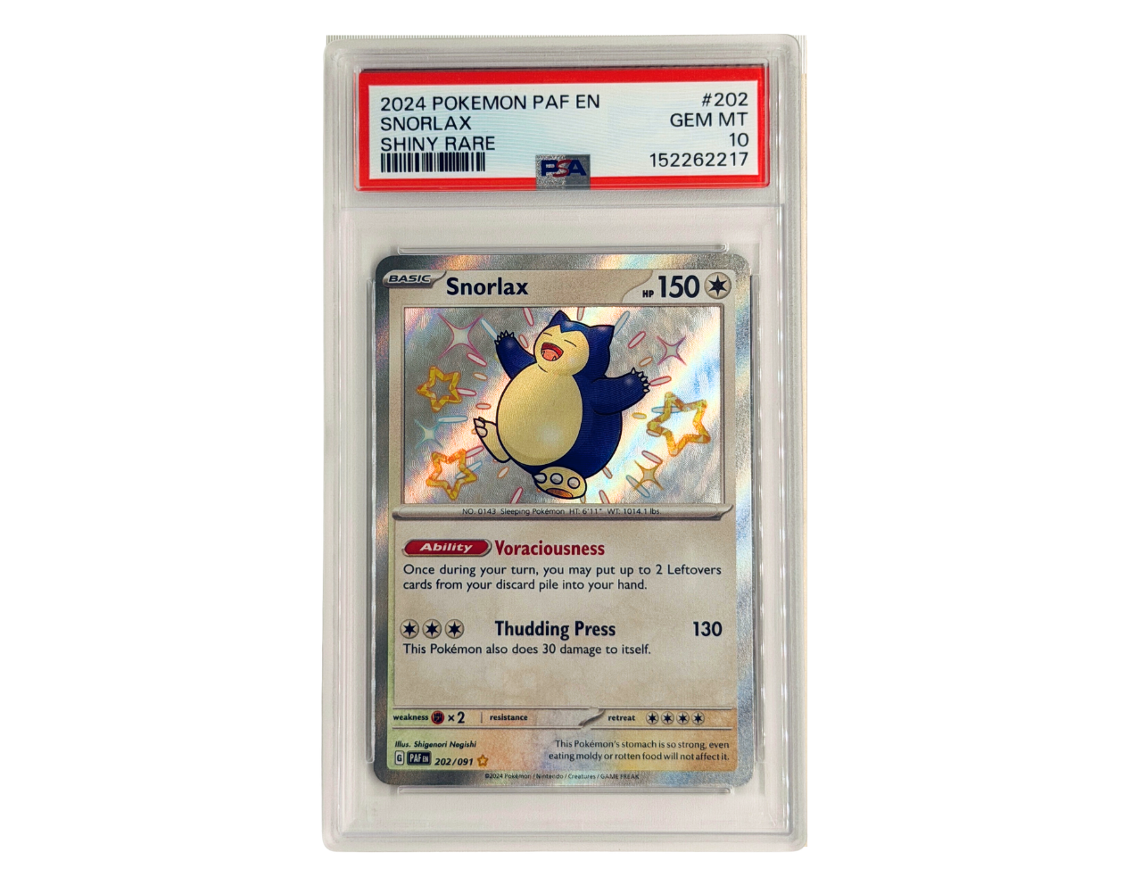 Pokémon Snorlax (PAF 202) - PSA 10 -  Paldean Fates