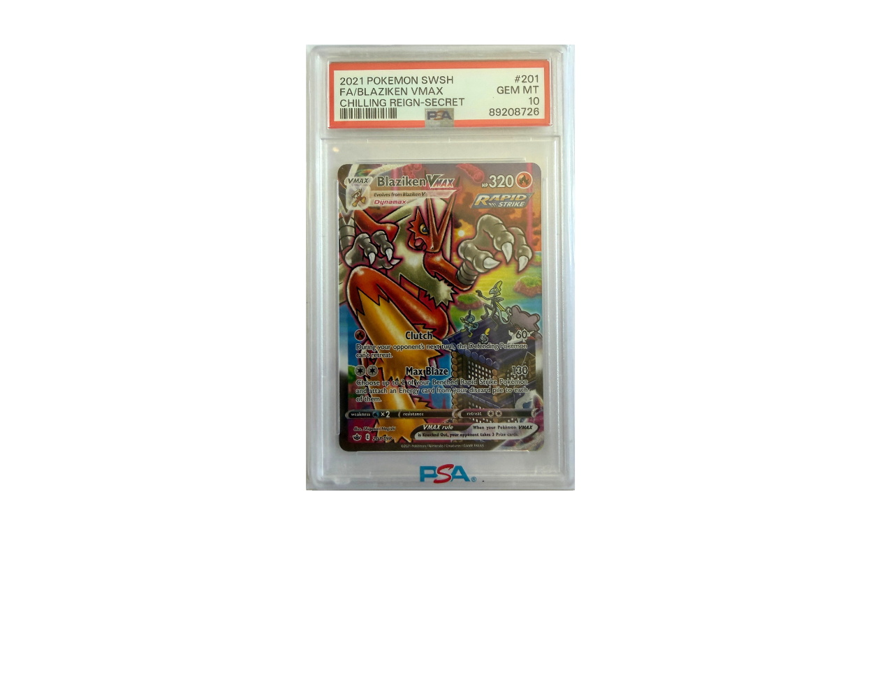 Pokémon Blaziken VMAX (CRE 201) - PSA 10 - Chilling Reign