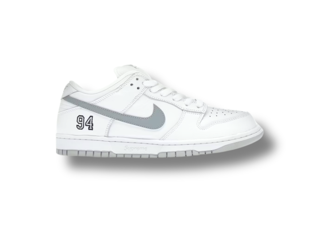 Nike SB Dunk Low Supreme 94 White Metallic Silver