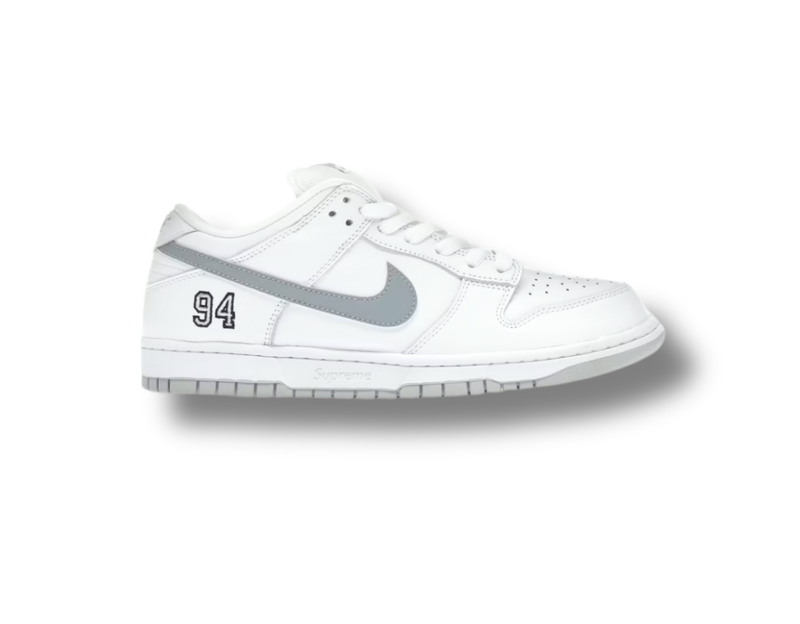 Nike SB Dunk Low Supreme 94 White Metallic Silver