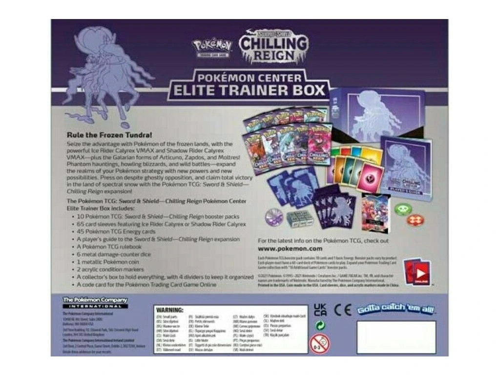 Pokémon TCG Chilling Reign Pokémon Center Shadow Rider Calyrex Elite Trainer Box
