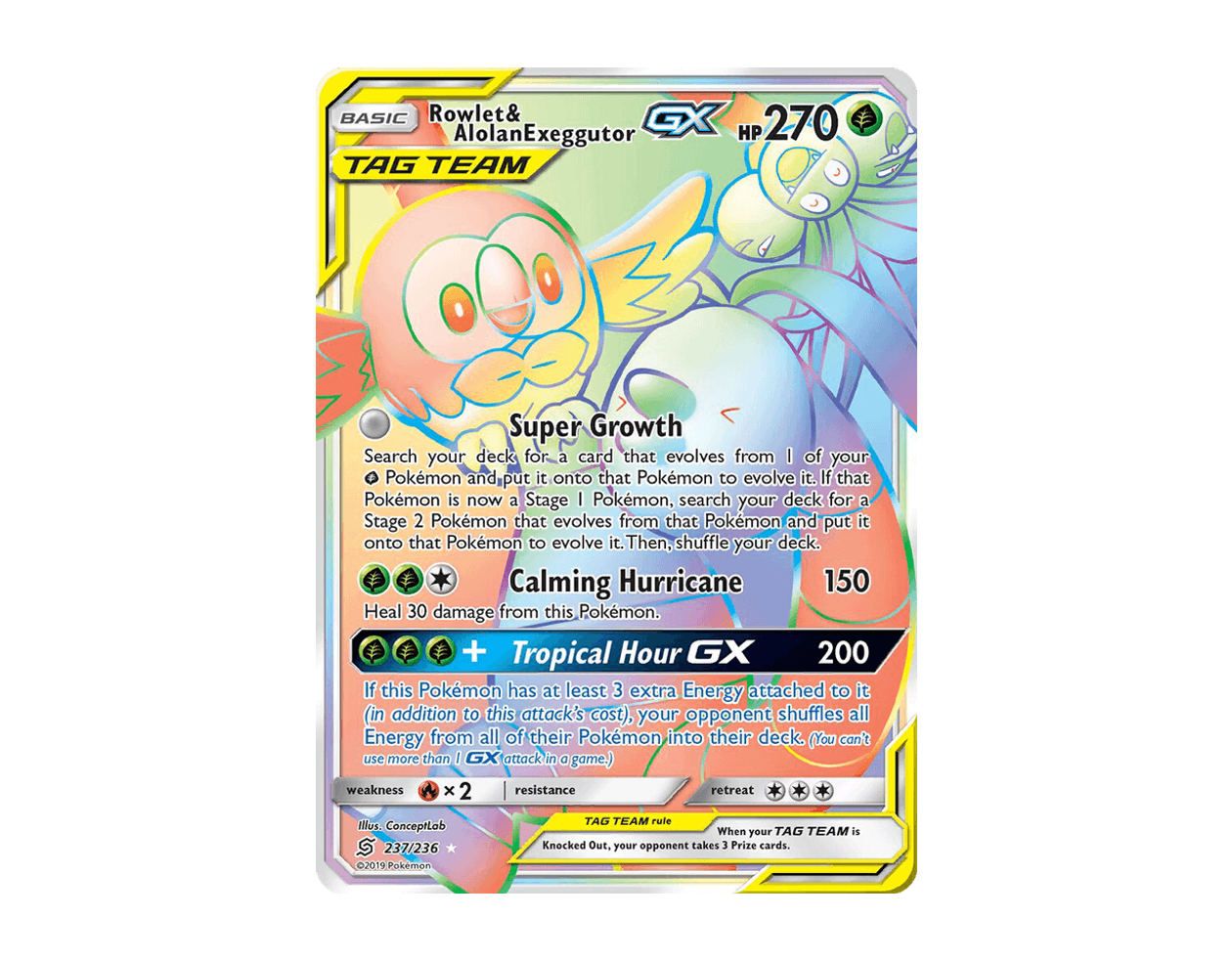 Rowlet & Alolan Exeggutor GX UM 237/236 (Unified Minds)