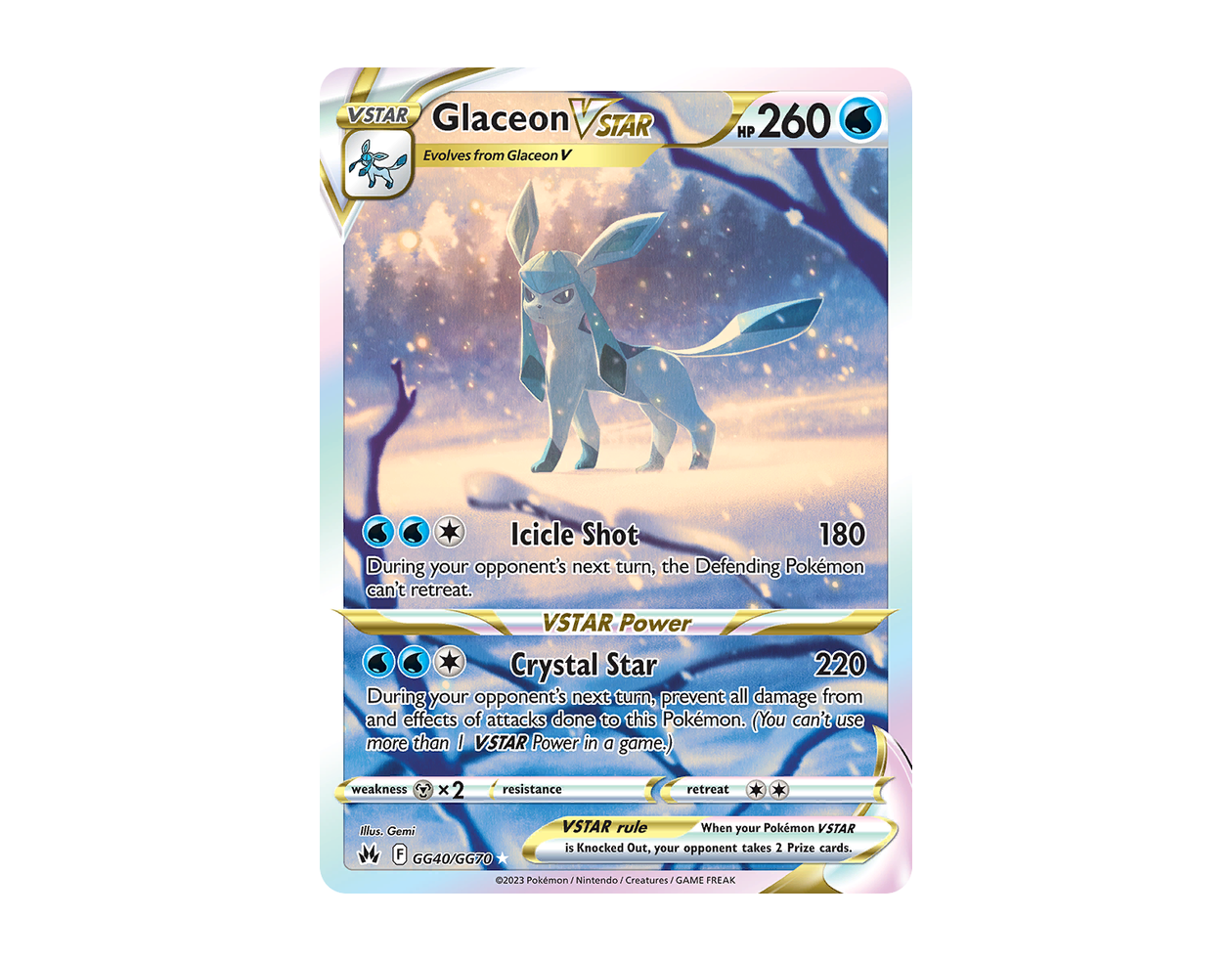 Glaceon VSTAR CZGG GG40/70 (Crown Zenith Galarian Gallery)
