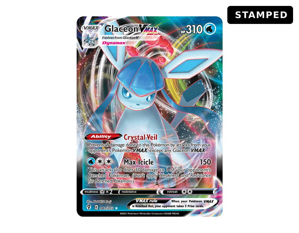 Glaceon VMAX ES 41/203 (Evolving Skies) - Stamped