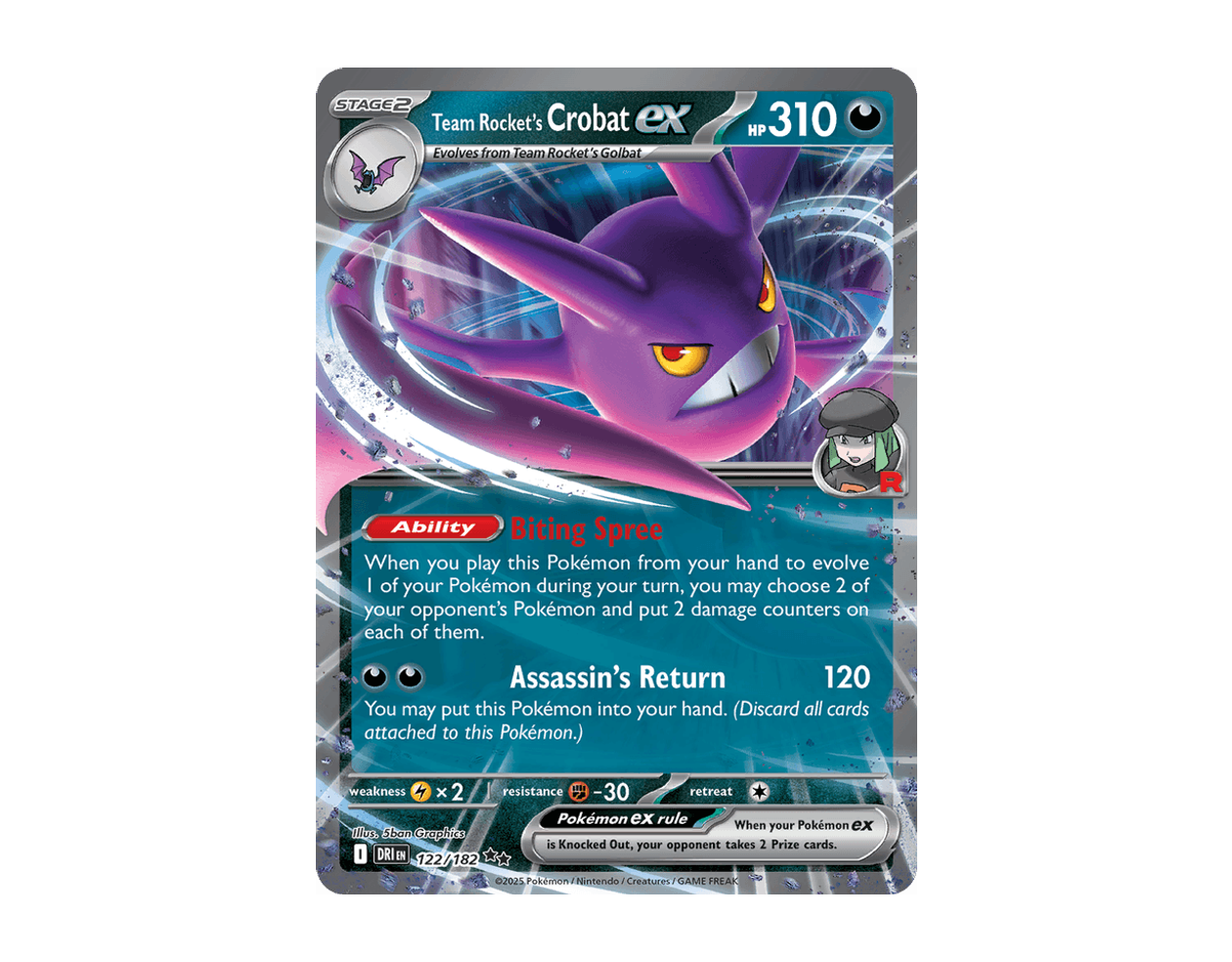 Team Rocket's Crobat ex DR 122/182 (Destined Rivals)