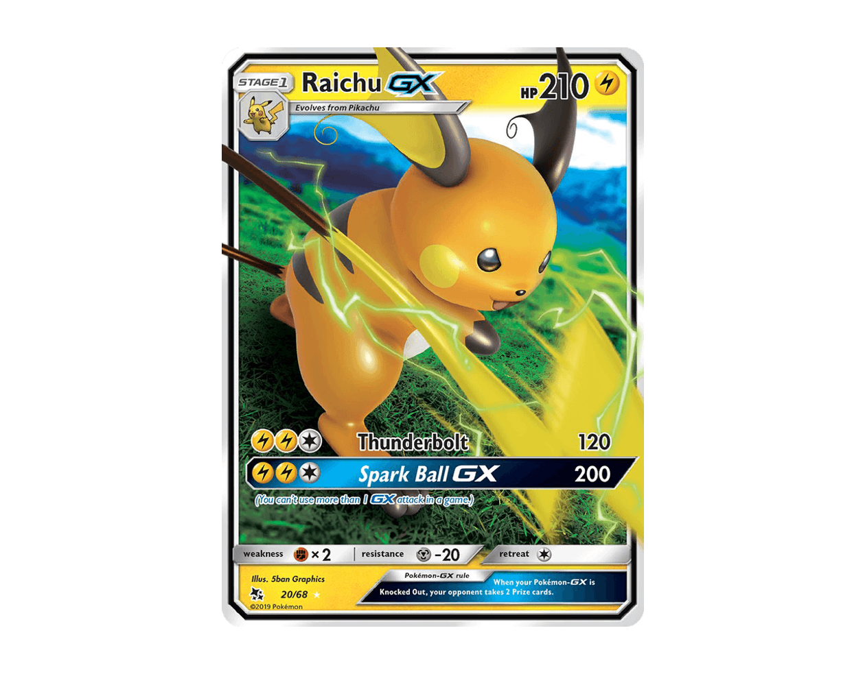 Raichu GX HF 20/68 (Hidden Fates)