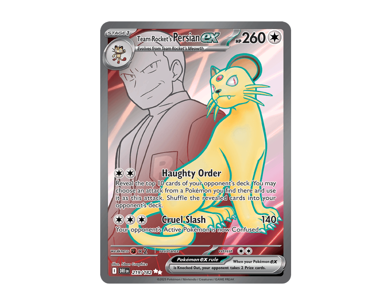 Team Rocket's Persian ex DR 219/182 (Destined Rivals)