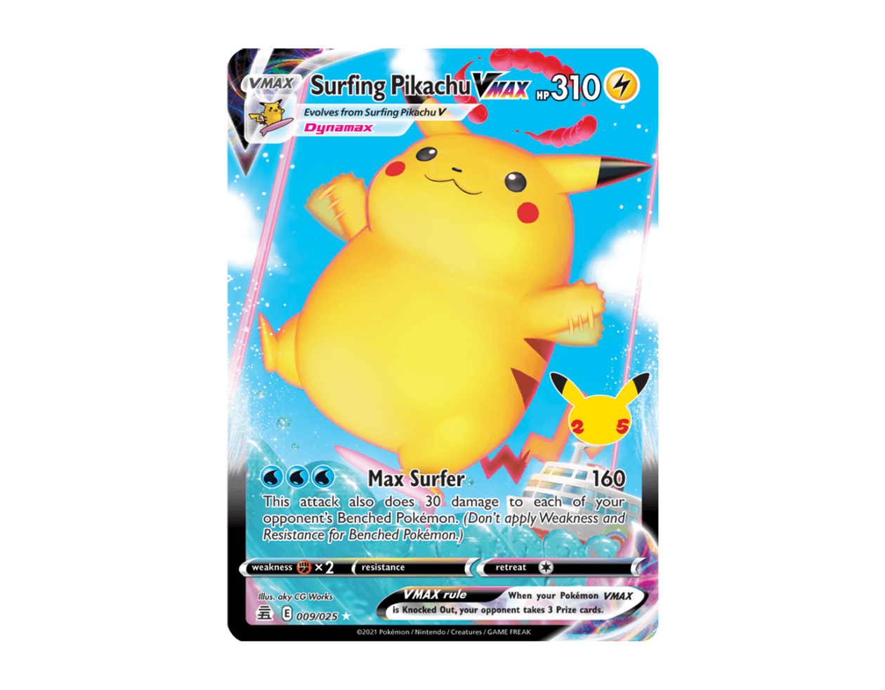 Surfing Pikachu VMAX CE 9/25 (Celebrations)