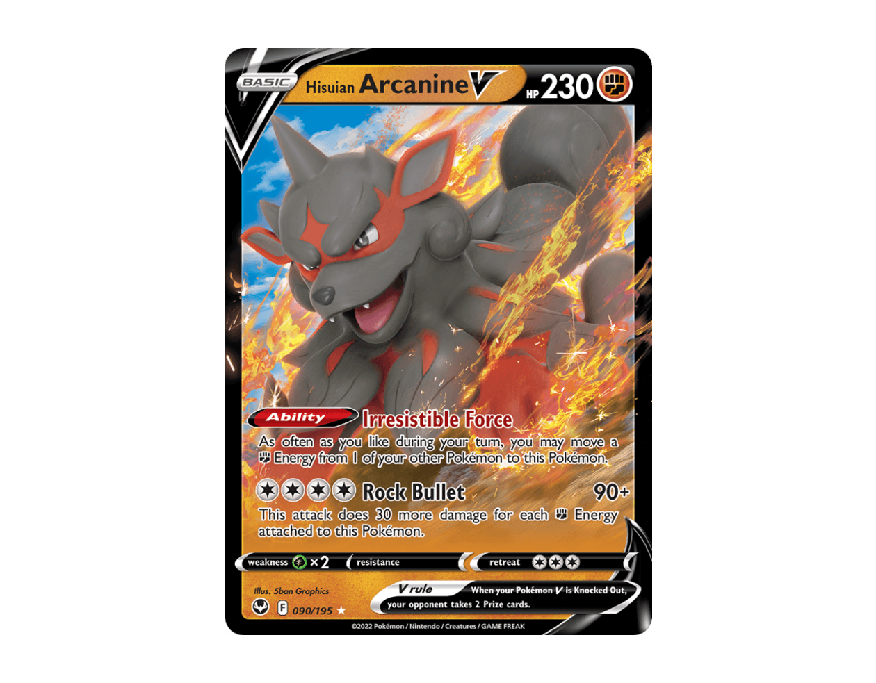 Hisuian Arcanine V ST 090/195 (Silver Tempest)