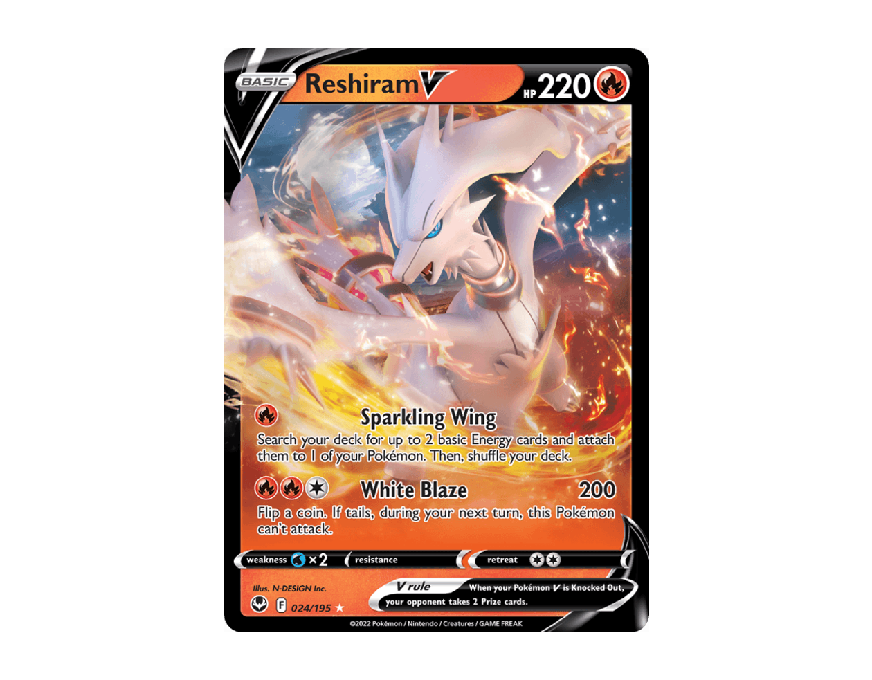 Reshiram V ST 024/195 (Silver Tempest)