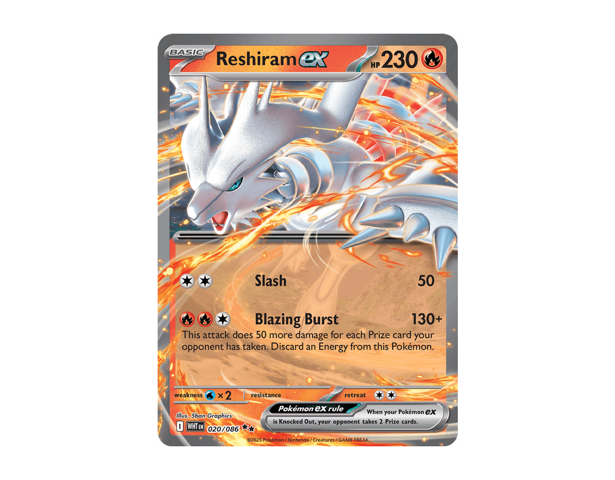 Reshiram ex WF 020/86 (White Flare)