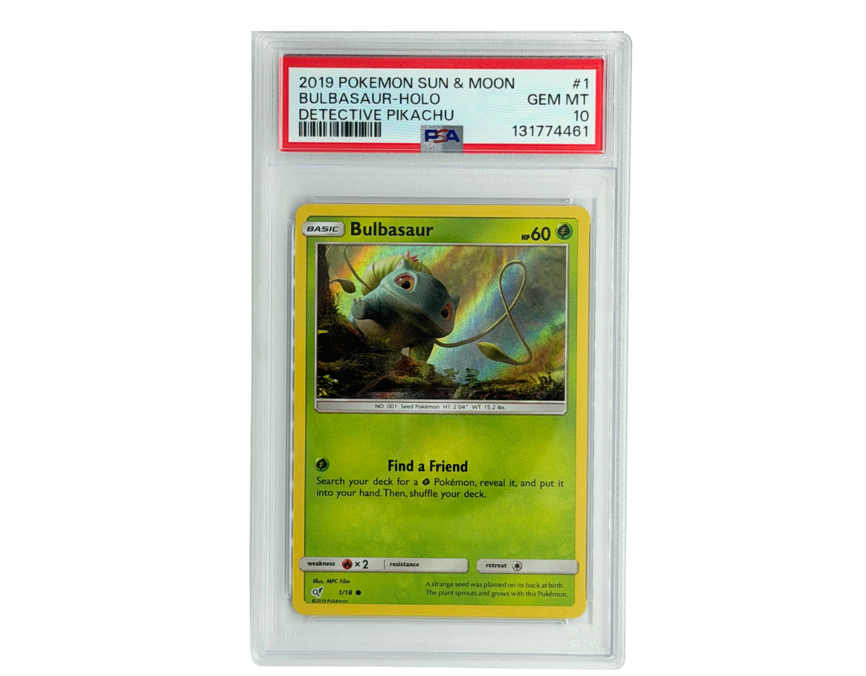 Pokémon Bulbasaur (DET 1) - PSA 10 -  Detective Pikachu
