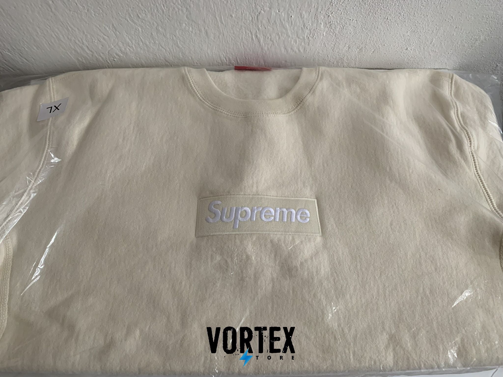 Supreme Box Logo Crewneck (FW18) Natural