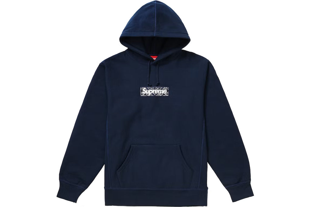 Supreme Bandana Box Logo Hooded Sweatshirt Navy – vortexstore